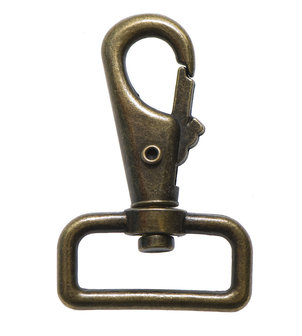 Metalen musketonhaak/sleutelhanger bronskleurig ZWAAR 30 mm (10 stuks)