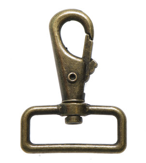 Metalen musketonhaak/sleutelhanger bronskleurig ZWAAR 38 mm (10 stuks)