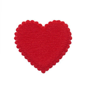 Applicatie hart rood vilt middel 35 x 35 mm (ca. 100 stuks)