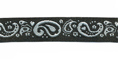 Zwart-wit paisley sierband 15 mm (ca. 22 m)