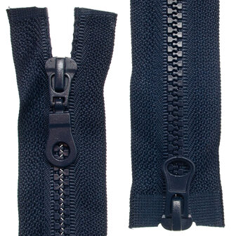 Dubbel deelbare bloktand rits 5 mm donker blauw (#058) 75 cm (1 stuk)