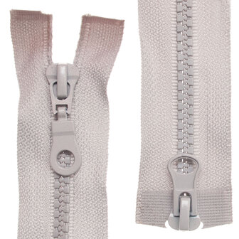 Dubbel deelbare bloktand rits 5 mm lichtgrijs (#336) 75 cm (1 stuk)