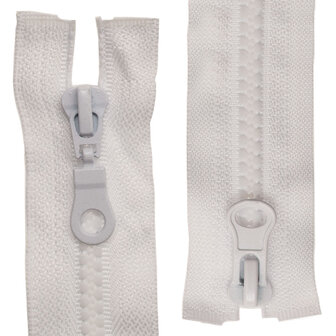 Dubbel deelbare bloktand rits 5 mm wit (#501) 75 cm (1 stuk)