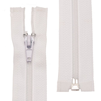 Deelbare nylon rits 5 mm wit (#501) 80 cm (1 stuk)