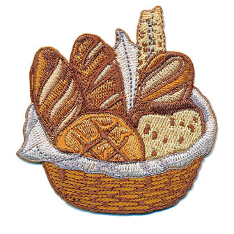 Opstrijkbare applicatie gevulde broodmand (1 stuk)