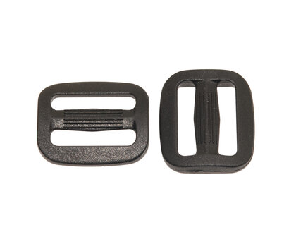 Schuifgesp zwart kunststof SLANK 20 mm - voorzijde