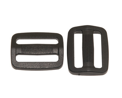 Schuifgesp zwart kunststof SLANK 25 mm - voorzijde