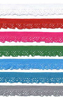 SET: 7 kleuren elastisch kant 12 mm (ca. 175 m)