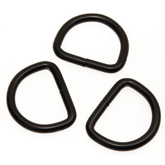 Metalen D-ring ZWART gelast 30 x 4,5 mm (1 stuk)