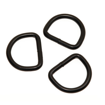Metalen D-ring ZWART gelast 25 x 4,0 mm (1 stuk)