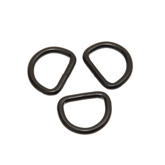 Metalen D-ring ZWART gelast 20 x 3,5 mm (1 stuk)