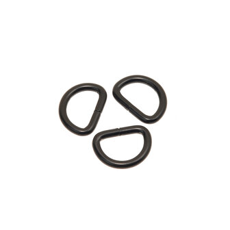 Metalen D-ring ZWART gelast 15 x 3,0 mm (1 stuk)