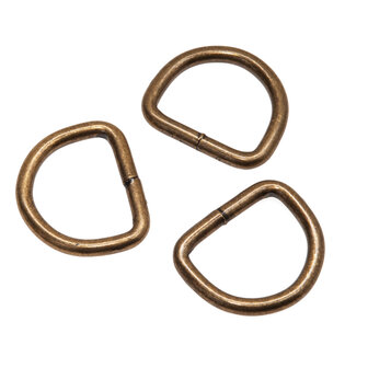 Metalen D-ring bronskleurig gelast 25 x 4,0 mm (1 stuk)