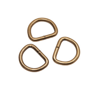 Metalen D-ring bronskleurig gelast 20 x 3,5 mm (1 stuk)