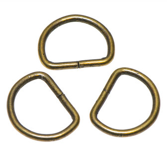 Metalen D-ring bronskleurig ZWAAR 30 mm (ca. 25 stuks)