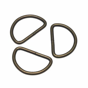 Metalen D-ring bronskleurig 30 mm (ca. 25 stuks)
