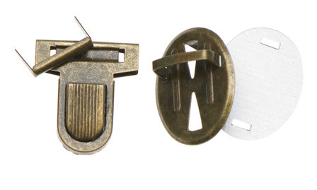 Metalen tas sluiting bronskleurig ca. 32x38 mm (10 stuks) - details
