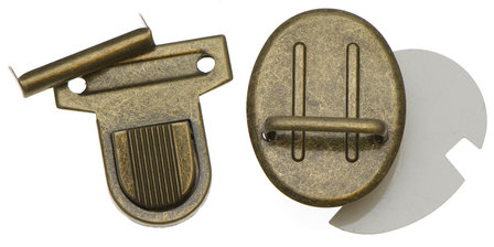 Metalen tas sluiting bronskleurig ca. 43x53 mm (10 stuks) - details