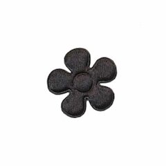 Applicatie bloem zwart satijn effen klein 20 mm (ca. 100 stuks)