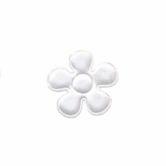 Applicatie bloem wit satijn effen klein 20 mm (ca. 100 stuks)