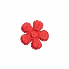 Applicatie bloem rood satijn effen klein 20 mm (ca. 100 stuks)