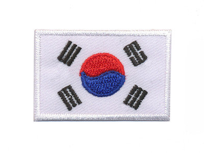 Opstrijkbare applicatie vlag Zuid Korea M (5 stuks)