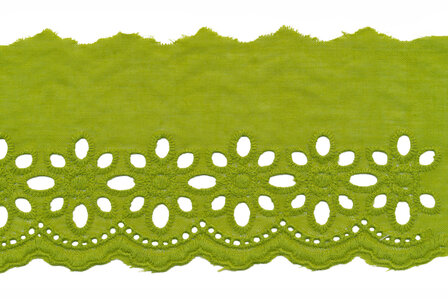 Broderie groen KATOEN 75 mm (ca. 13,5 m)