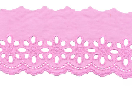 Broderie roze KATOEN 75 mm (ca. 13,5 m)