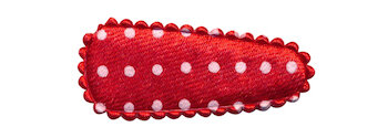 Haarkniphoesje satijn rood met witte stip 3 cm (ca. 20 stuks)