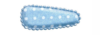 Haarkniphoesje satijn licht blauw met witte stip 3 cm (ca. 20 stuks)