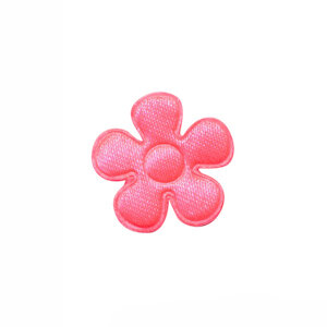 Applicatie bloem NEON roze satijn effen klein 20 mm (ca. 25 stuks)