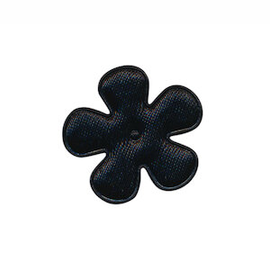 Applicatie bloem zwart satijn effen klein 25 mm (ca. 25 stuks)