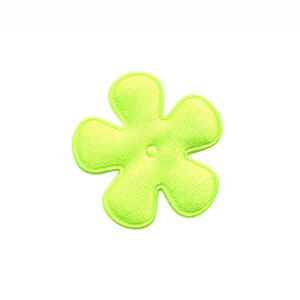 Applicatie bloem NEON geel/groen satijn effen klein 25 mm (ca. 25 stuks)