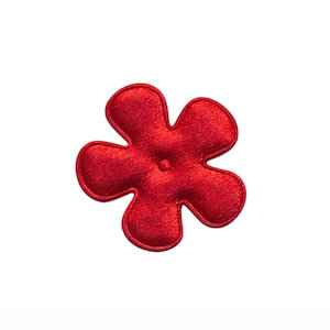 Applicatie bloem rood satijn effen klein 25 mm (ca. 25 stuks)