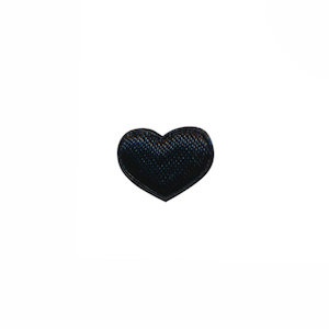 Applicatie hart zwart satijn effen mini 15x12 mm (ca. 100 stuks)