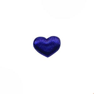 Applicatie hart kobalt blauw satijn effen mini 15x12 mm (ca. 100 stuks)
