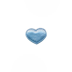 Applicatie hart licht blauw satijn effen mini 15x12 mm (ca. 100 stuks)