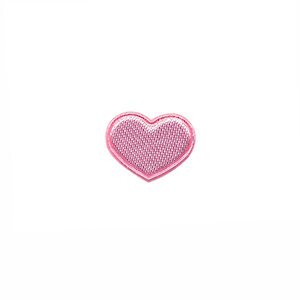 Applicatie hart licht roze satijn effen mini 15x12 mm (ca. 100 stuks)