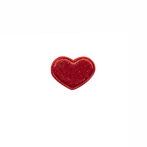 Applicatie hart rood satijn effen mini 15x12 mm (ca. 100 stuks)