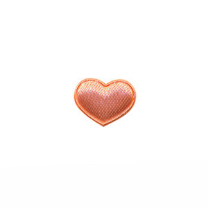 Applicatie hart zalm/oranje satijn effen mini 15x12 mm (ca. 100 stuks)