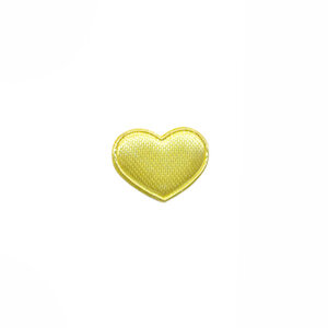 Applicatie hart geel satijn effen mini 15x12 mm (ca. 100 stuks)