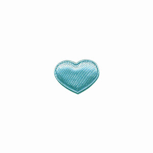 Applicatie hart licht aqua satijn effen mini 15x12 mm (ca. 100 stuks)