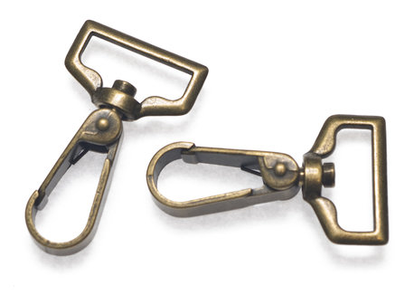 Metalen musketonhaak/sleutelhanger strak bronskleurig 25 mm (10 stuks)