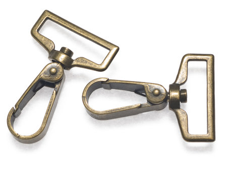 Metalen musketonhaak/sleutelhanger strak bronskleurig 30 mm (10 stuks)