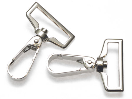 Metalen musketonhaak/sleutelhanger strak zilverkleurig 30 mm (10 stuks)