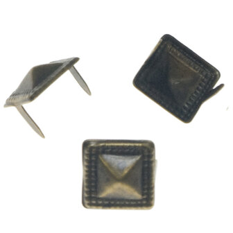 Vierkante stud met sierrandje bronskleurig 10 mm (ca. 100 stuks)