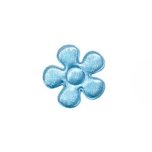 Applicatie bloem licht blauw satijn effen klein 20 mm (ca. 25 stuks)