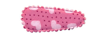 Haarkniphoesje roze met stipjes en lichtroze hartjes 3 cm (ca. 20 stuks)