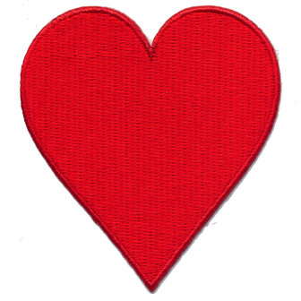 Opstrijkbare applicatie rood hart (5 stuks)