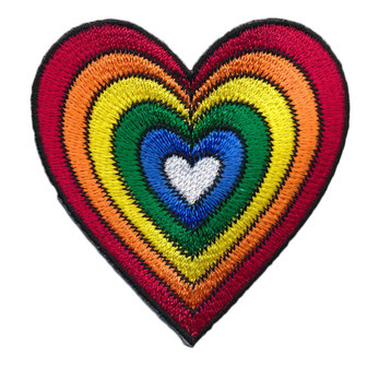 Opstrijkbare applicatie regenboog hart (5 stuks)